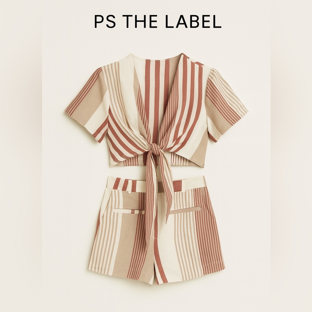 PS the Label Women’s Multicolor Crop Top & Shorts Set Size XS NWOT